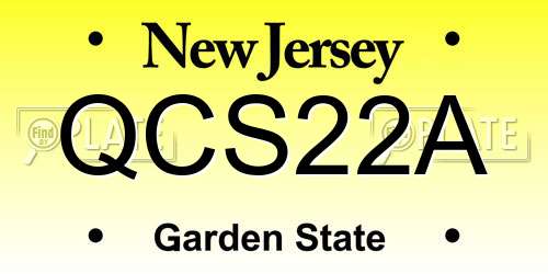 QCS22A New Jersey License Plate