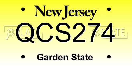 QCS274 New Jersey License Plate