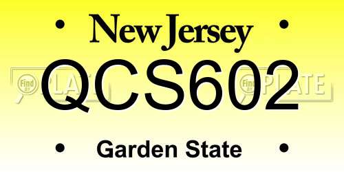 QCS602 New Jersey License Plate