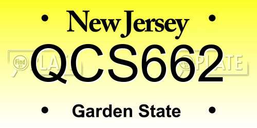 QCS662 New Jersey License Plate