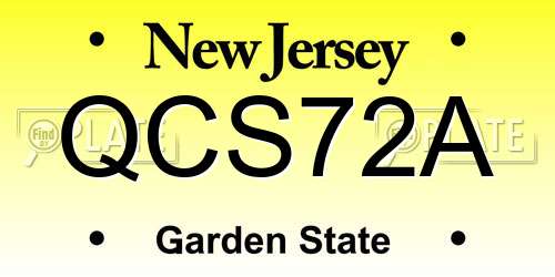 QCS72A New Jersey License Plate