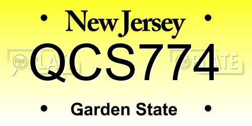 QCS774 New Jersey License Plate