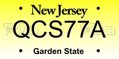 QCS77A New Jersey License Plate