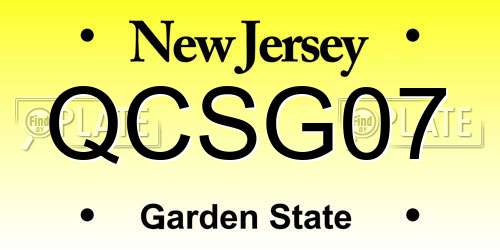 QCSG07 New Jersey License Plate