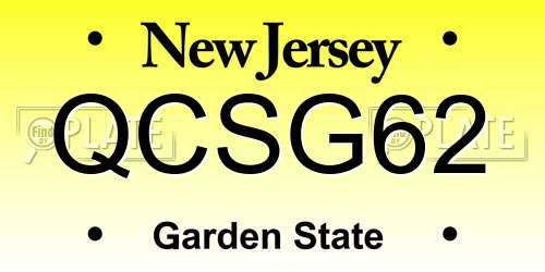QCSG62 New Jersey License Plate