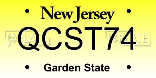 QCST74 New Jersey License Plate