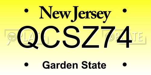 QCSZ74 New Jersey License Plate