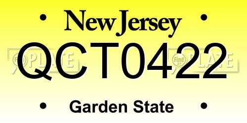 QCT0422 New Jersey License Plate