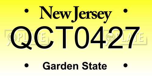 QCT0427 New Jersey License Plate
