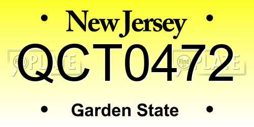 QCT0472 New Jersey License Plate