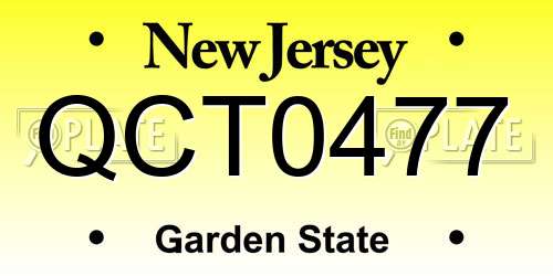 QCT0477 New Jersey License Plate
