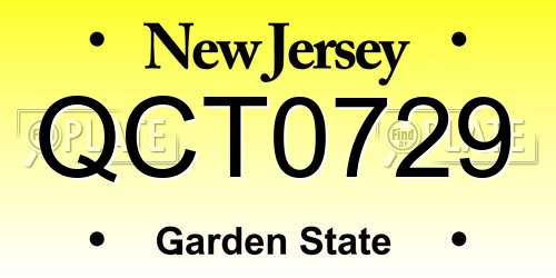 QCT0729 New Jersey License Plate