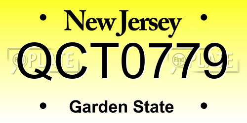 QCT0779 New Jersey License Plate