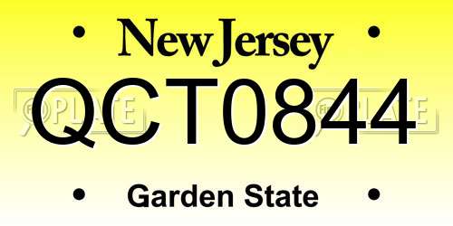 QCT0844 New Jersey License Plate