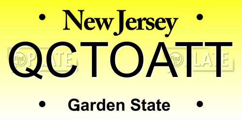 QCTOATT New Jersey License Plate