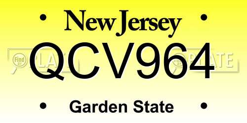 QCV964 New Jersey License Plate