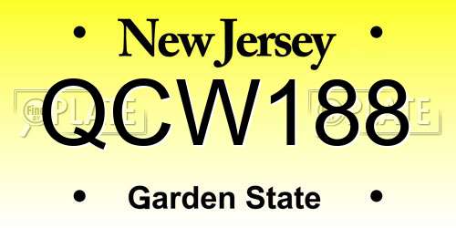 QCW188 New Jersey License Plate