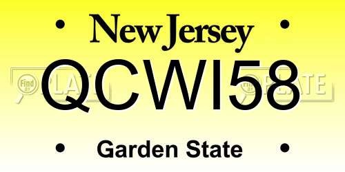 QCWI58 New Jersey License Plate