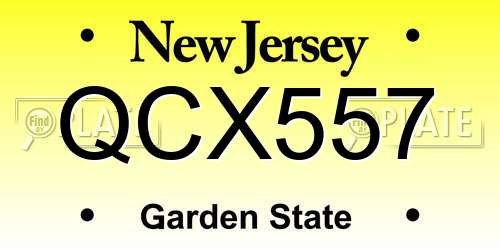 QCX557 New Jersey License Plate