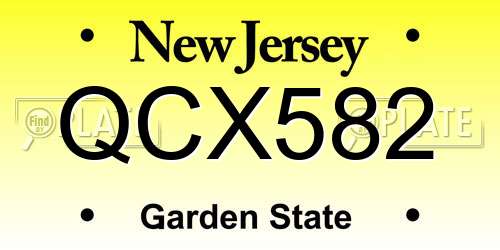 QCX582 New Jersey License Plate