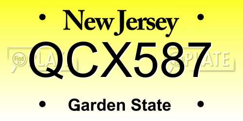QCX587 New Jersey License Plate