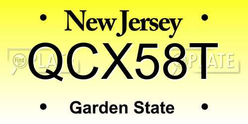 QCX58T New Jersey License Plate
