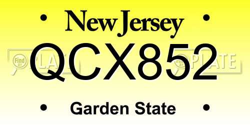QCX852 New Jersey License Plate