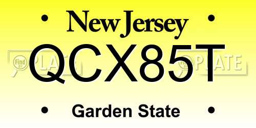 QCX85T New Jersey License Plate