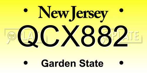 QCX882 New Jersey License Plate