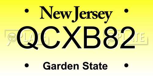 QCXB82 New Jersey License Plate