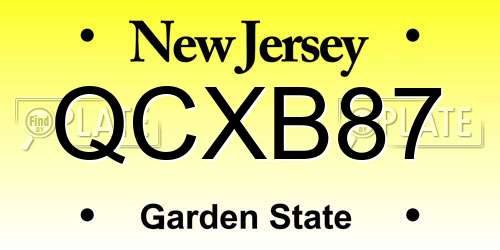 QCXB87 New Jersey License Plate