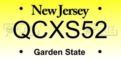 QCXS52 New Jersey License Plate