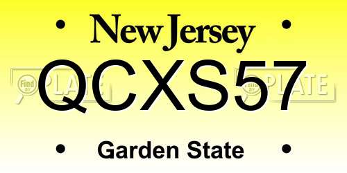 QCXS57 New Jersey License Plate