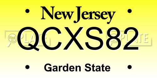 QCXS82 New Jersey License Plate