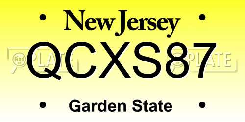 QCXS87 New Jersey License Plate