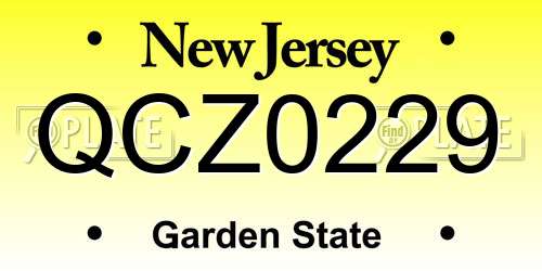QCZ0229 New Jersey License Plate