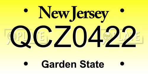 QCZ0422 New Jersey License Plate
