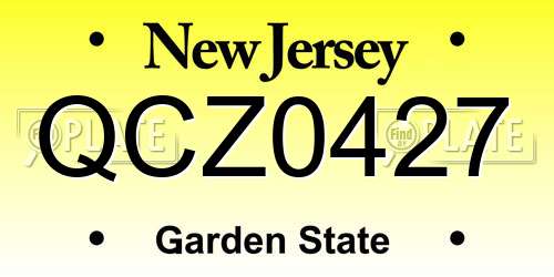 QCZ0427 New Jersey License Plate