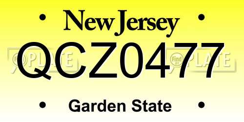 QCZ0477 New Jersey License Plate