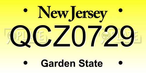 QCZ0729 New Jersey License Plate