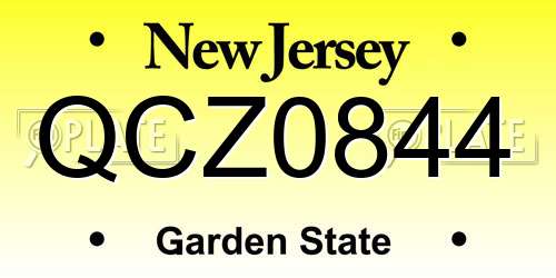 QCZ0844 New Jersey License Plate