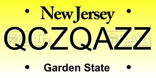 QCZQAZZ New Jersey License Plate