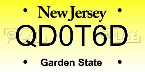 QD0T6D New Jersey License Plate