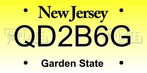 QD2B6G New Jersey License Plate