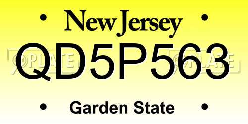 QD5P563 New Jersey License Plate