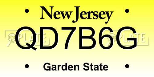 QD7B6G New Jersey License Plate