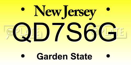 QD7S6G New Jersey License Plate