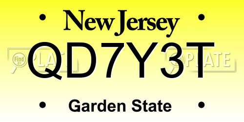 QD7Y3T New Jersey License Plate