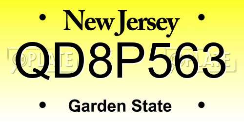 QD8P563 New Jersey License Plate