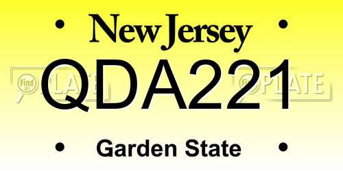 QDA221 New Jersey License Plate
